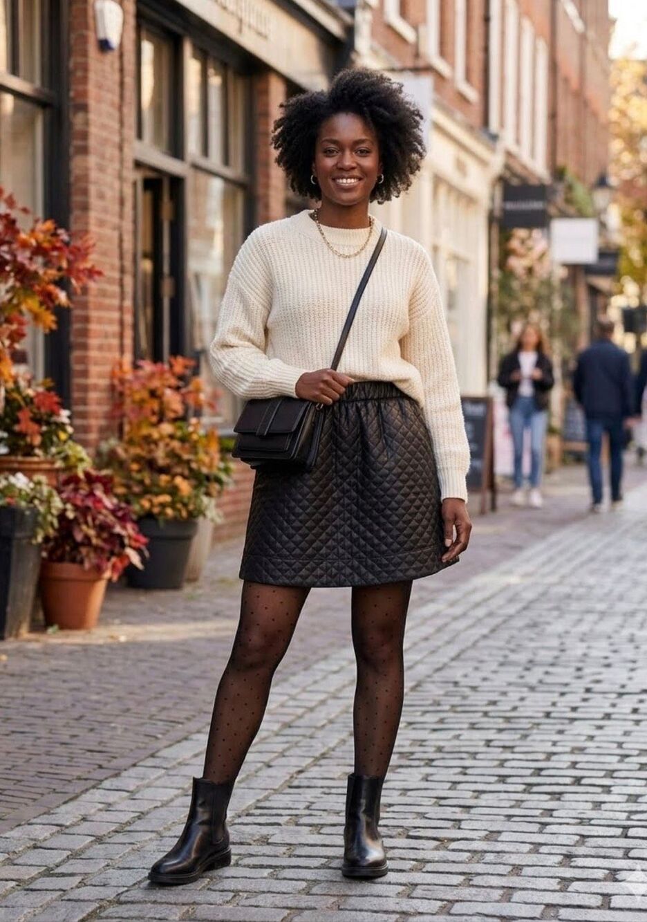 Maeve Faux Leather Quilted Skirt